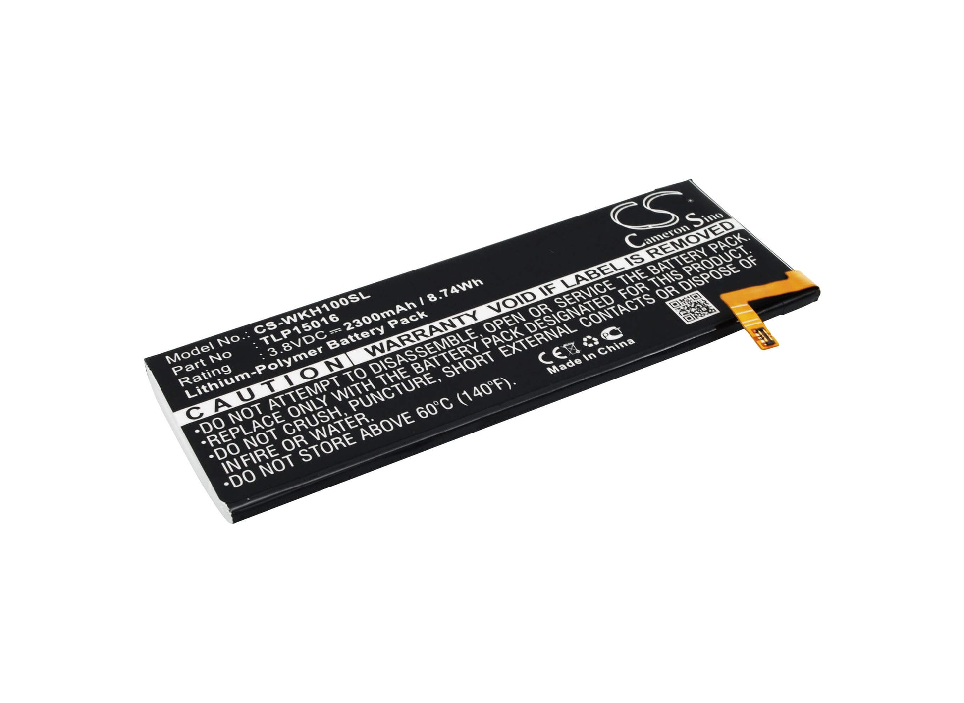 3.8V, 2300mAh, Li-Polymer Battery fits Wiko, Highway Star, Highway Star 4g, 8.74Wh