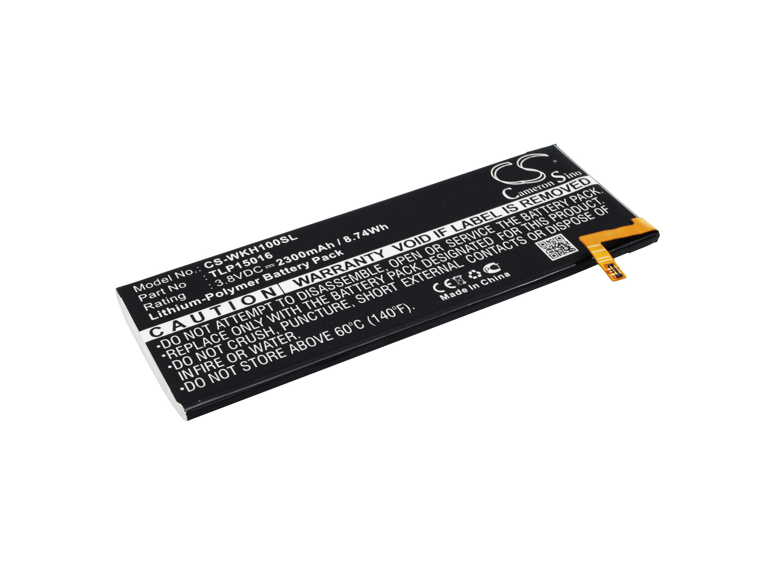 3.8V, 2300mAh, Li-Polymer Battery fits Wiko, Highway Star, Highway Star 4g, 8.74Wh