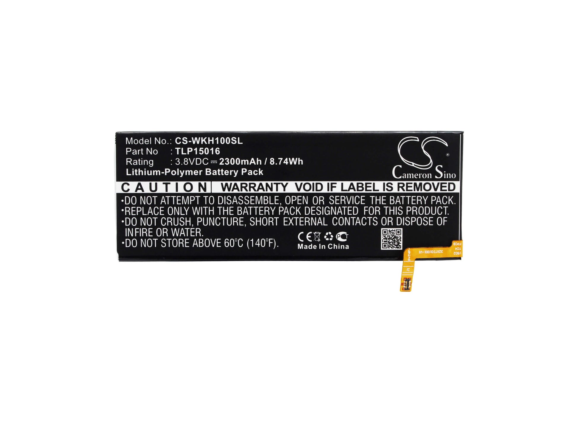 3.8V, 2300mAh, Li-Polymer Battery fits Wiko, Highway Star, Highway Star 4g, 8.74Wh