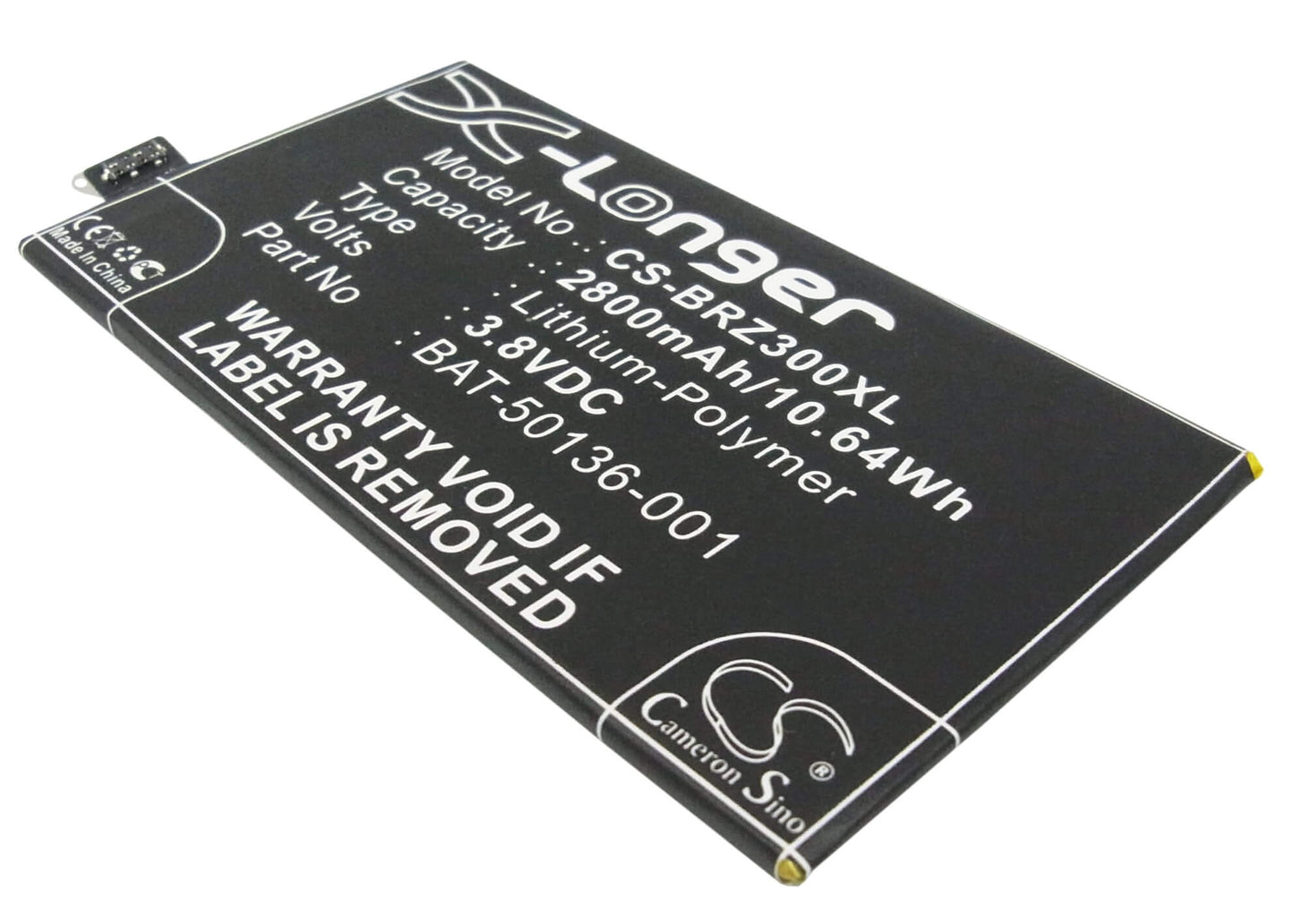3.8V, 2800mAh, Li-Polymer Battery fits Blackberry, A10, Aristo, 10.64Wh