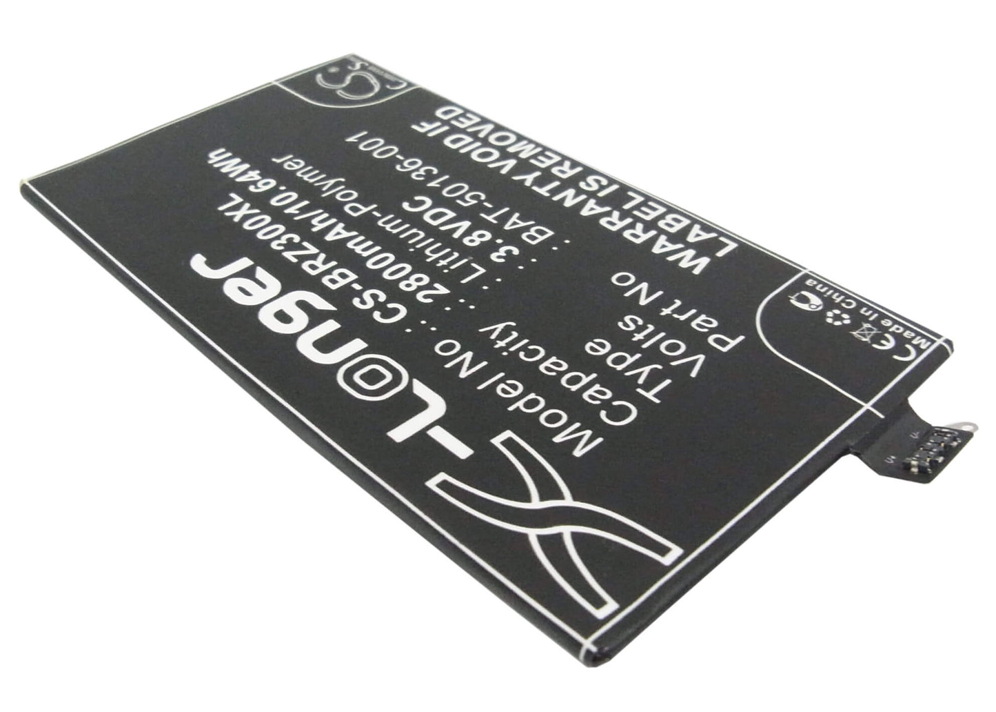 3.8V, 2800mAh, Li-Polymer Battery fits Blackberry, A10, Aristo, 10.64Wh