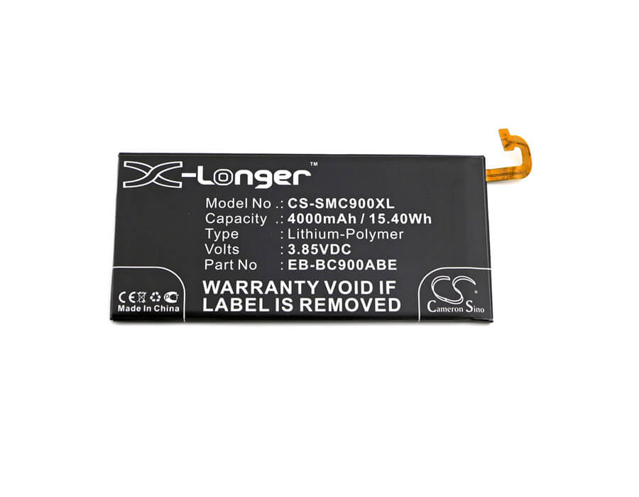 3.85V, 4000mAh, Li-Polymer Battery fits Samsung, Galaxy C9 Pro, Galaxy C9 Pro Duos, 15.4Wh