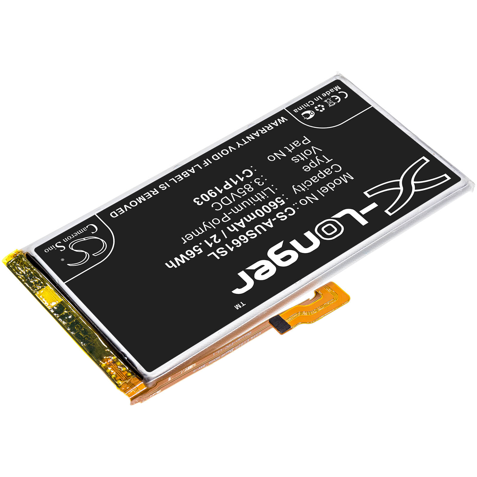 3.85V, 5600mAh, Li-Polymer Battery fits Asus, Rog Phone 3, Rog Phone Iii, 21.56Wh