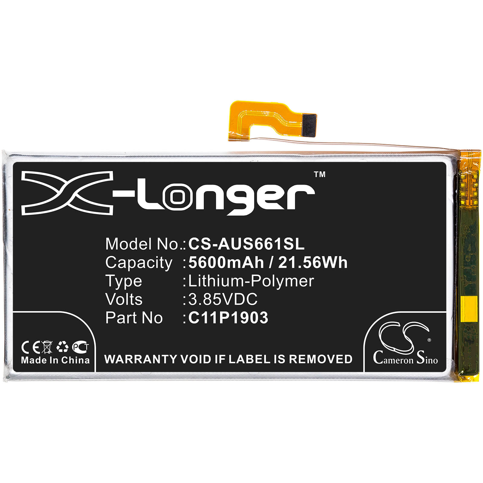 3.85V, 5600mAh, Li-Polymer Battery fits Asus, Rog Phone 3, Rog Phone Iii, 21.56Wh