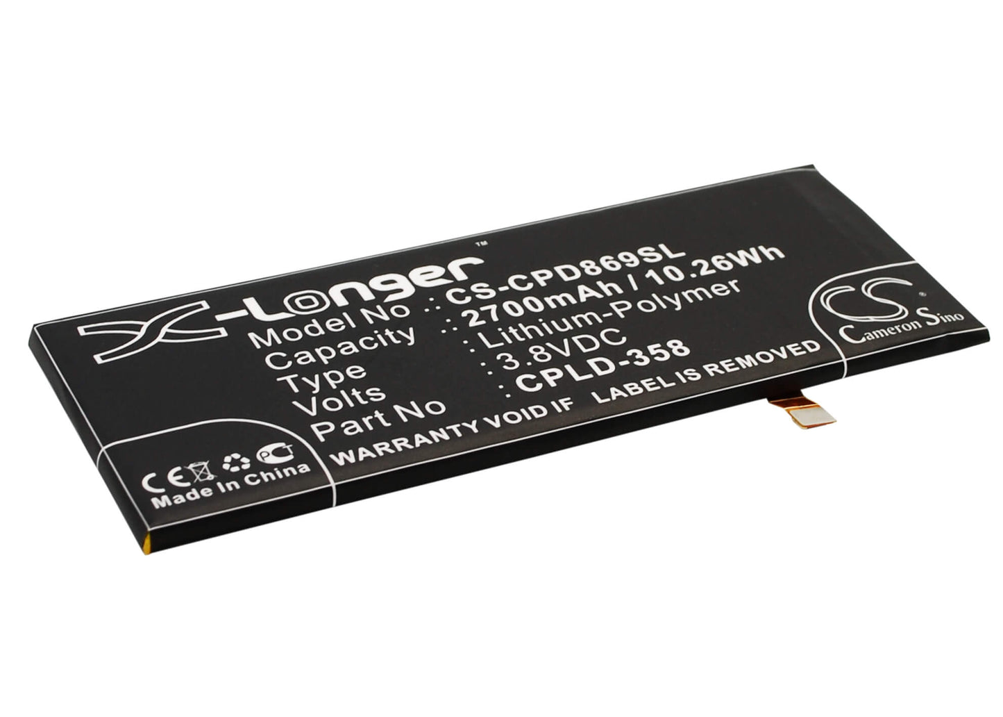 3.8V, 2700mAh, Li-Polymer Battery fits Coolpad, 8690, 8690-t00, 10.26Wh