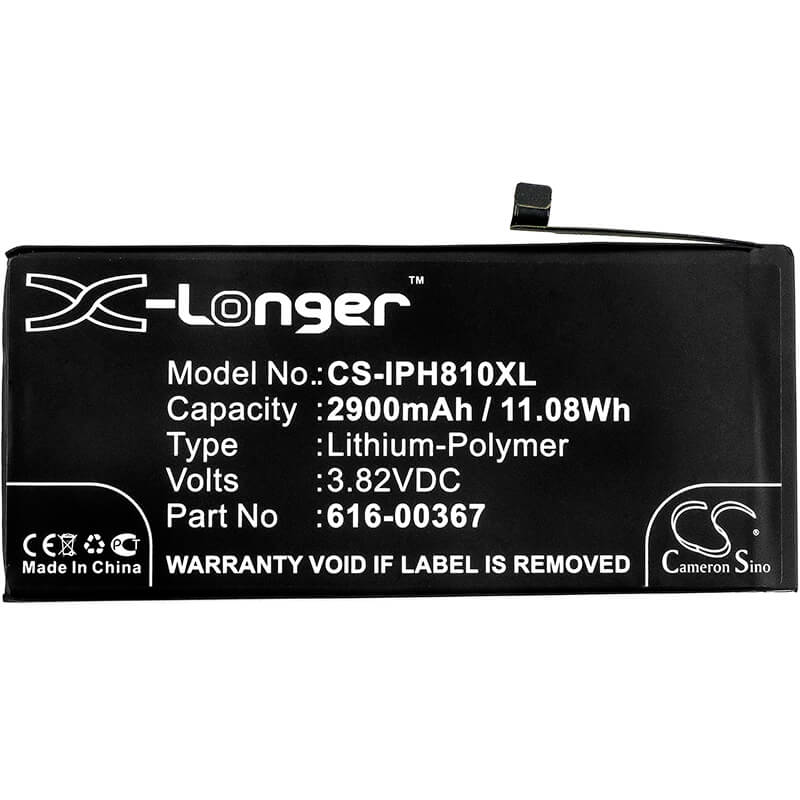 3.82V, 2900mAh, Li-Polymer Battery fits Apple, A1864, Iphone 8 Plus, 11.078Wh
