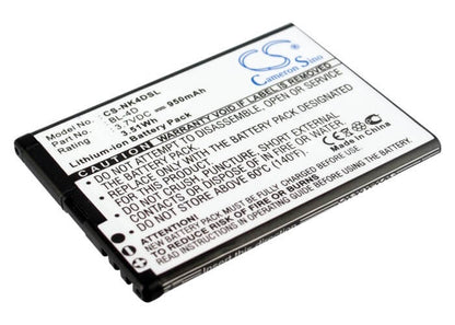 3.7V, 950mAh, Li-ion Battery fits Blu, Hero 2, 3.515Wh