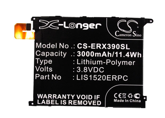 3.8V, 3000mAh, Li-Polymer Battery fits Sony Ericsson, C6616, C6802, 11.4Wh