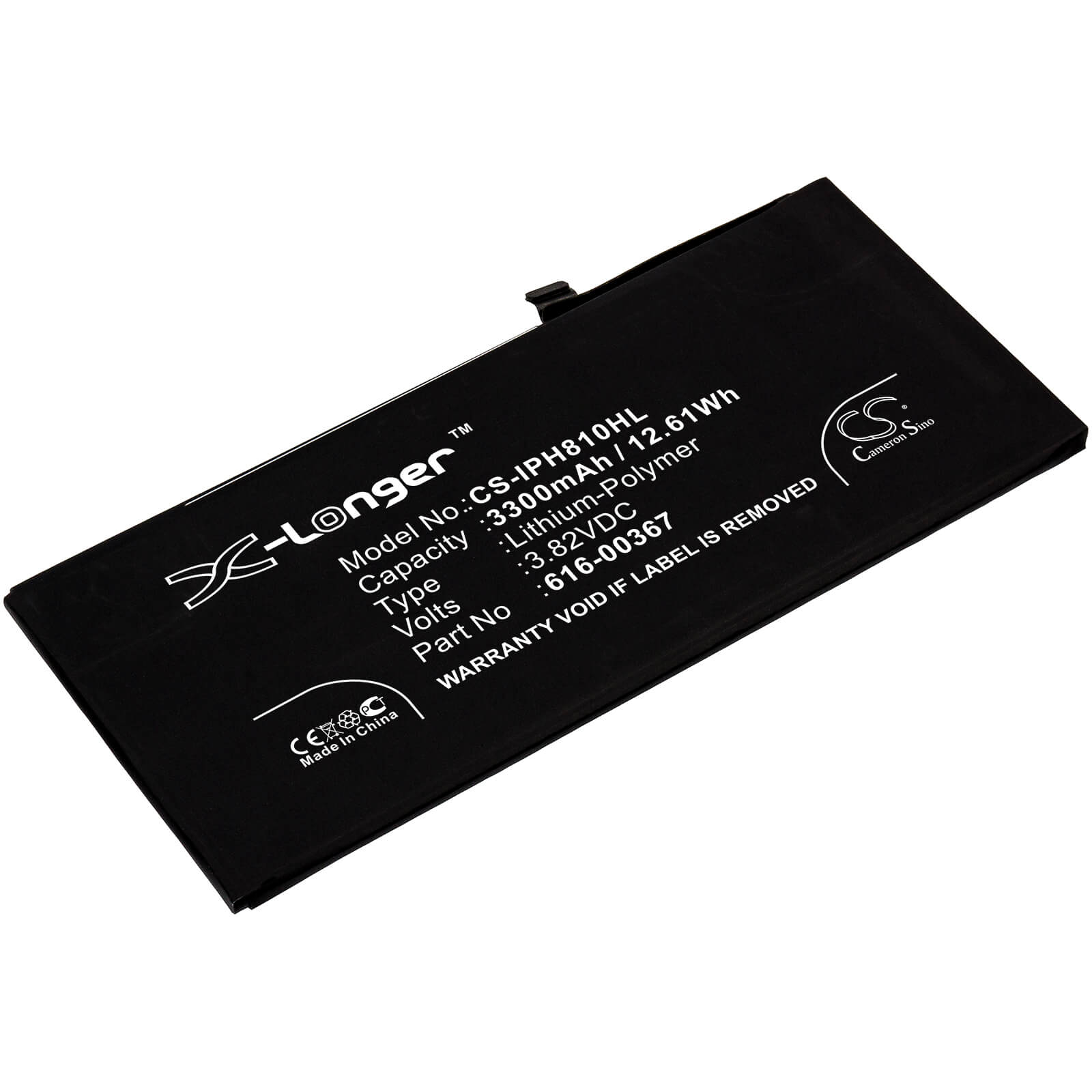 3.82V, 3300mAh, Li-Polymer Battery fits Apple, A1864, Iphone 8 Plus, 12.606Wh