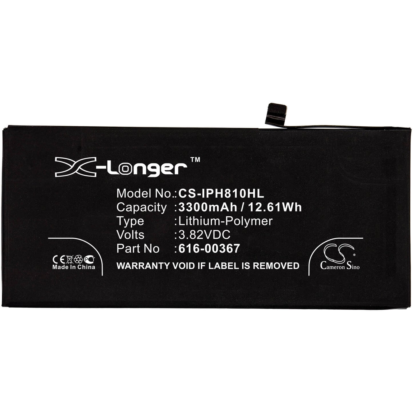 3.82V, 3300mAh, Li-Polymer Battery fits Apple, A1864, Iphone 8 Plus, 12.606Wh