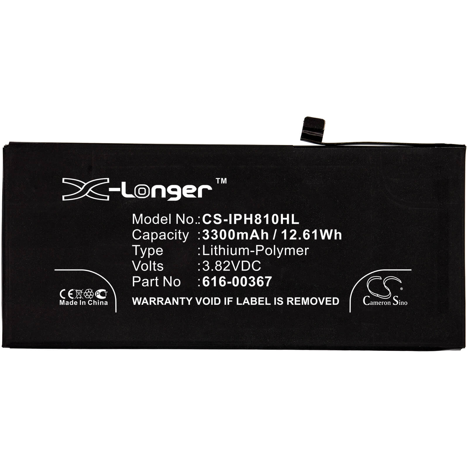 3.82V, 3300mAh, Li-Polymer Battery fits Apple, A1864, Iphone 8 Plus, 12.606Wh