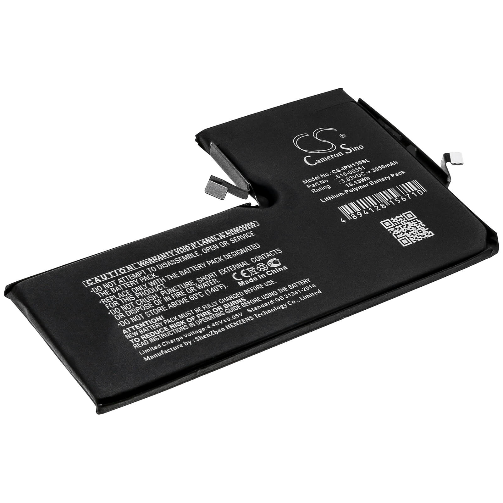 3.83V, 3950mAh, Li-Polymer Battery fits Apple, A2161, A2218, 15.1285Wh