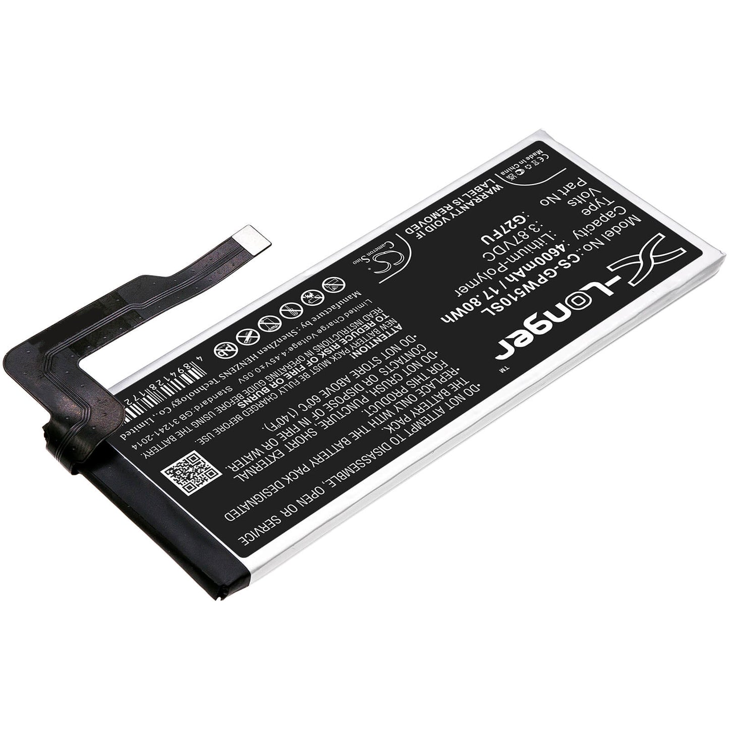 3.87V, 4600mAh, Li-Polymer Battery fits Google, Pixel 5a, Pixel 5a 5g, 17.802Wh