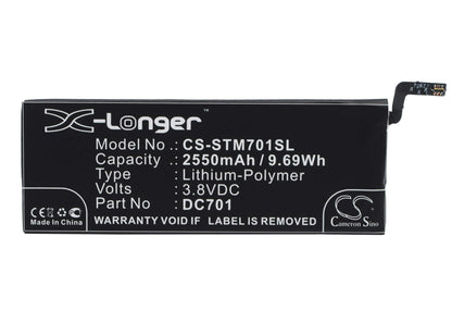 3.8V, 2550mAh, Li-Polymer Battery fits Smartisan, Sm701, Sm705, 9.69Wh