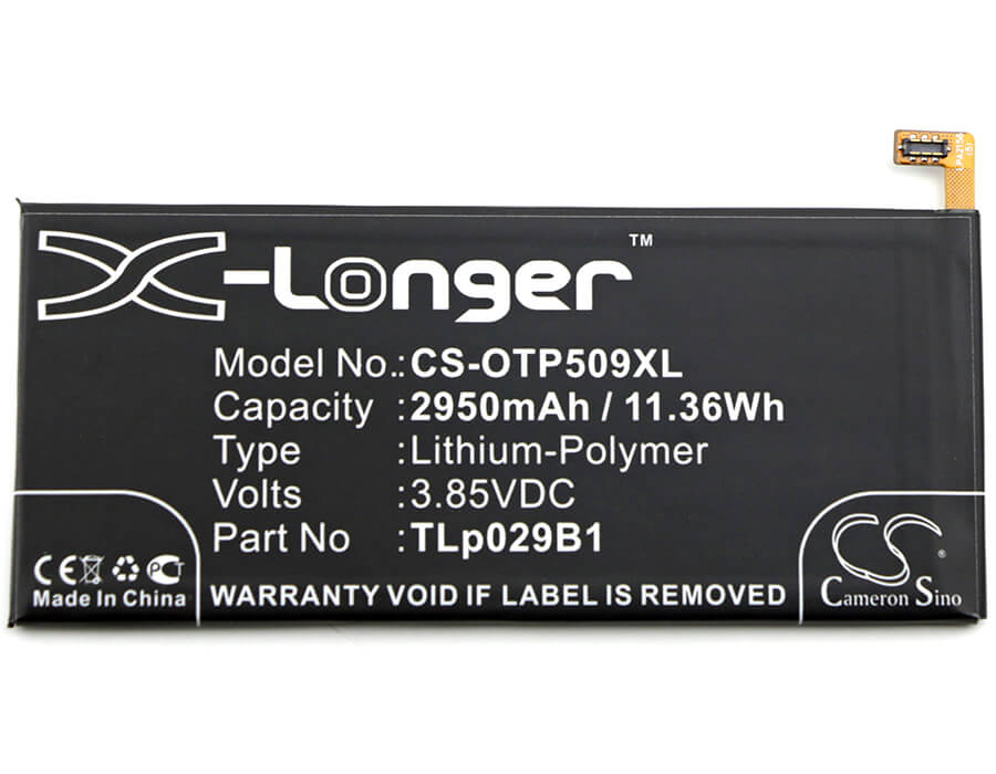 3.85V, 2950mAh, Li-Polymer Battery fits Alcatel, Fl02, Flash Plus 2, 11.3575Wh