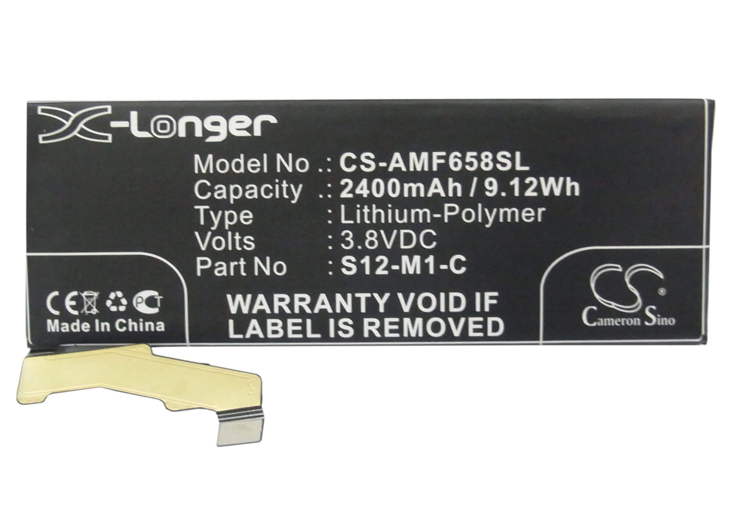 3.8V, 2400mAh, Li-Polymer Battery fits Amazon, 6581a, Fire Phone, 9.12Wh