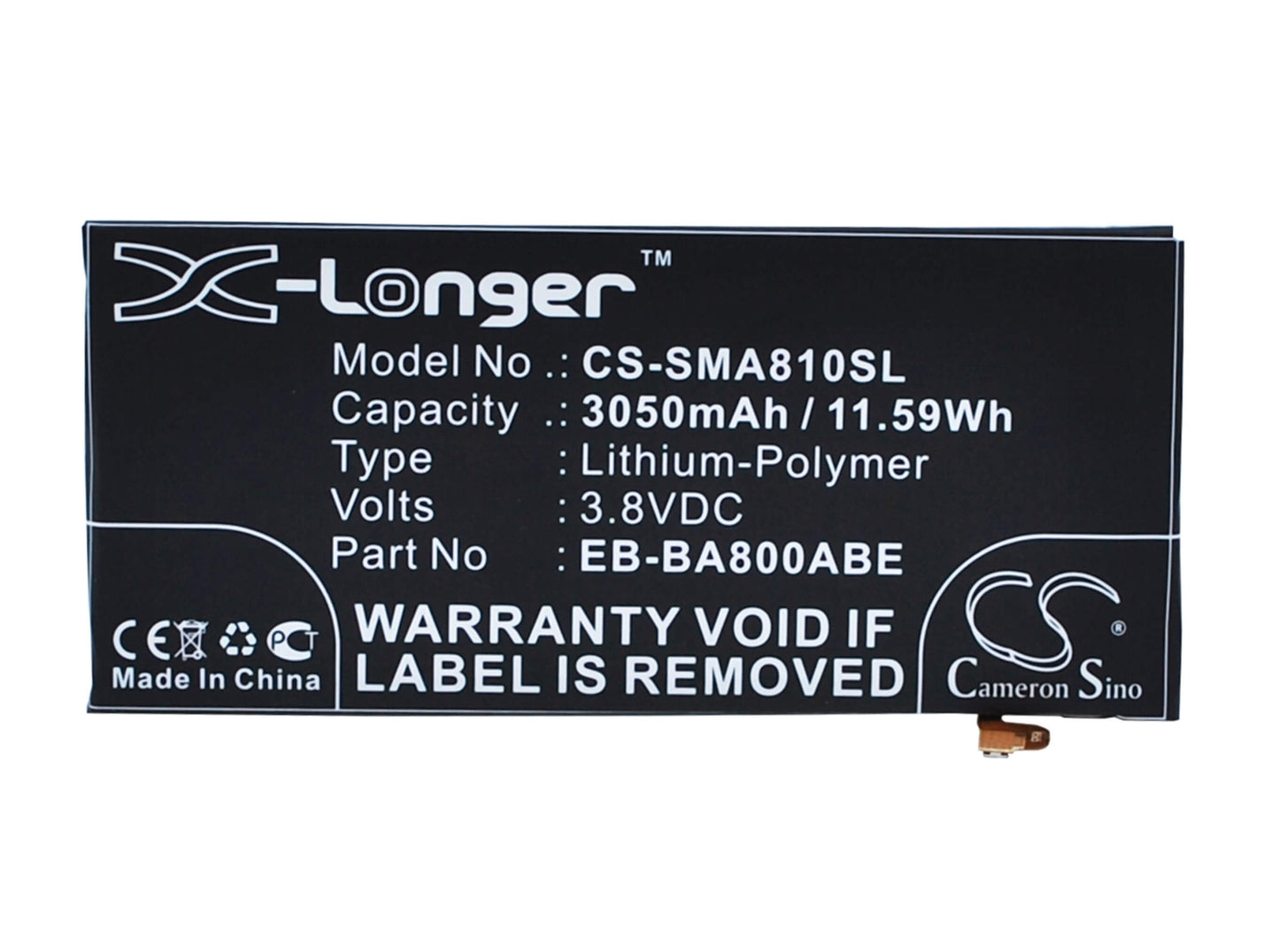 3.8V, 3050mAh, Li-Polymer Battery fits Samsung, Galaxy A8 2015, Galaxy A8 Duos, 11.59Wh