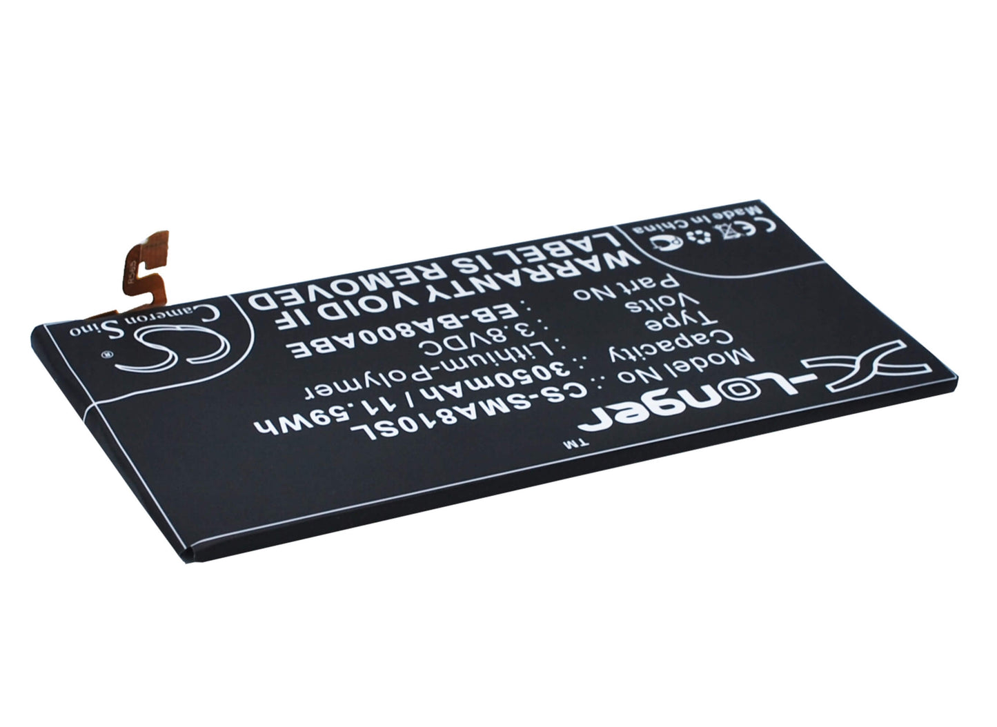 3.8V, 3050mAh, Li-Polymer Battery fits Samsung, Galaxy A8 2015, Galaxy A8 Duos, 11.59Wh