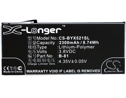 3.8V, 2300mAh, Li-Polymer Battery fits Bbk, Vivo X5 Pro, Vivo X5pro, 8.74Wh
