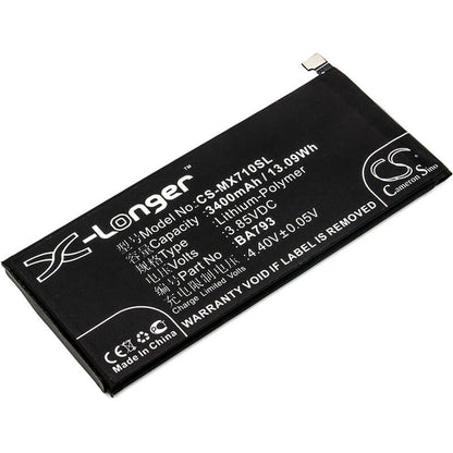 3.85V, 3400mAh, Li-Polymer Battery fits Meizu, M793q, Pro 7 Plus, 13.09Wh