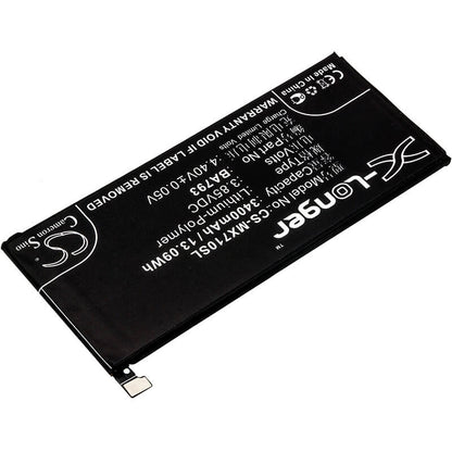 3.85V, 3400mAh, Li-Polymer Battery fits Meizu, M793q, Pro 7 Plus, 13.09Wh