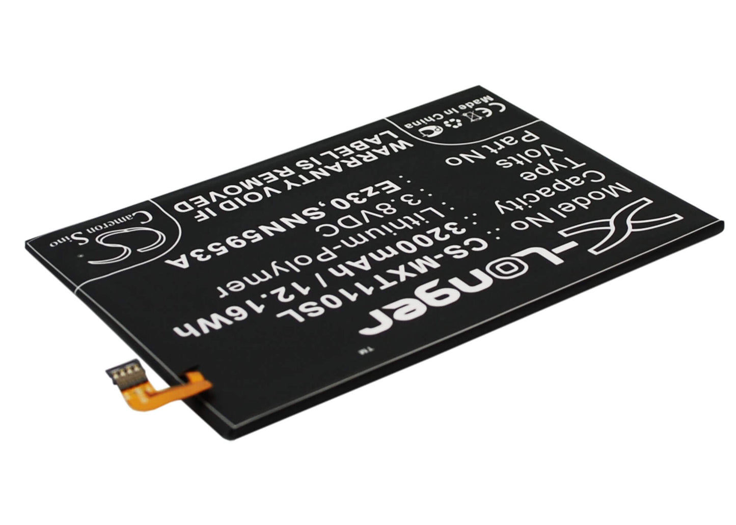 3.8V, 3200mAh, Li-Polymer Battery fits Motorola, Shamu, Xt1100, 12.16Wh