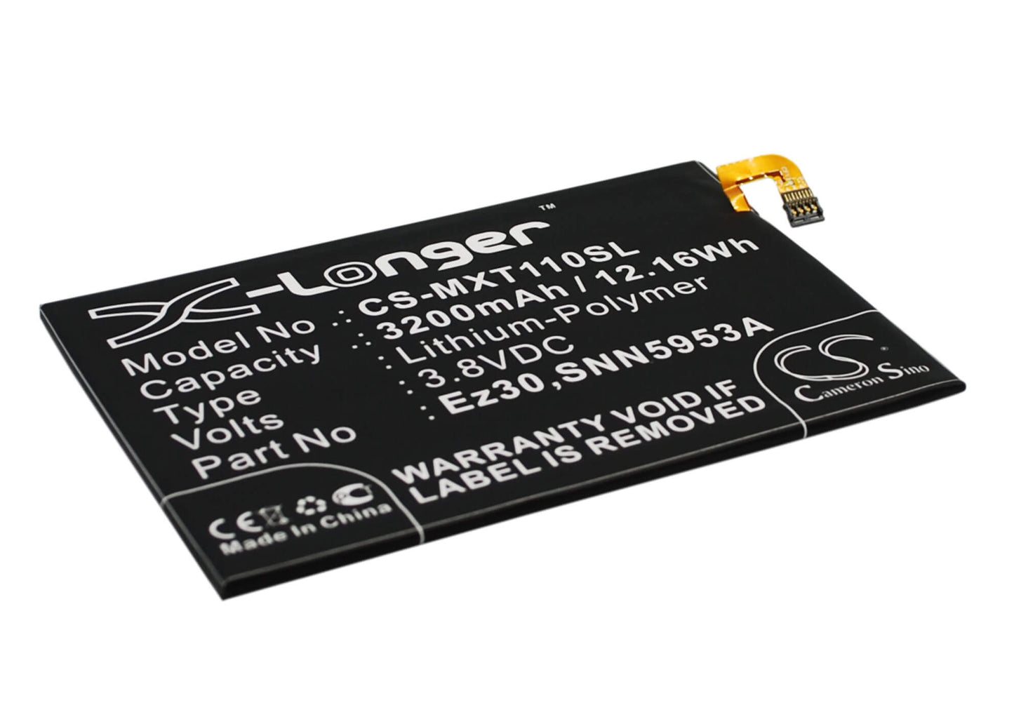 3.8V, 3200mAh, Li-Polymer Battery fits Google, Nexus 6, 12.16Wh