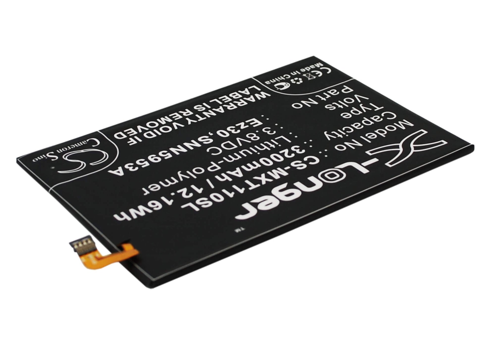 3.8V, 3200mAh, Li-Polymer Battery fits Google, Nexus 6, 12.16Wh