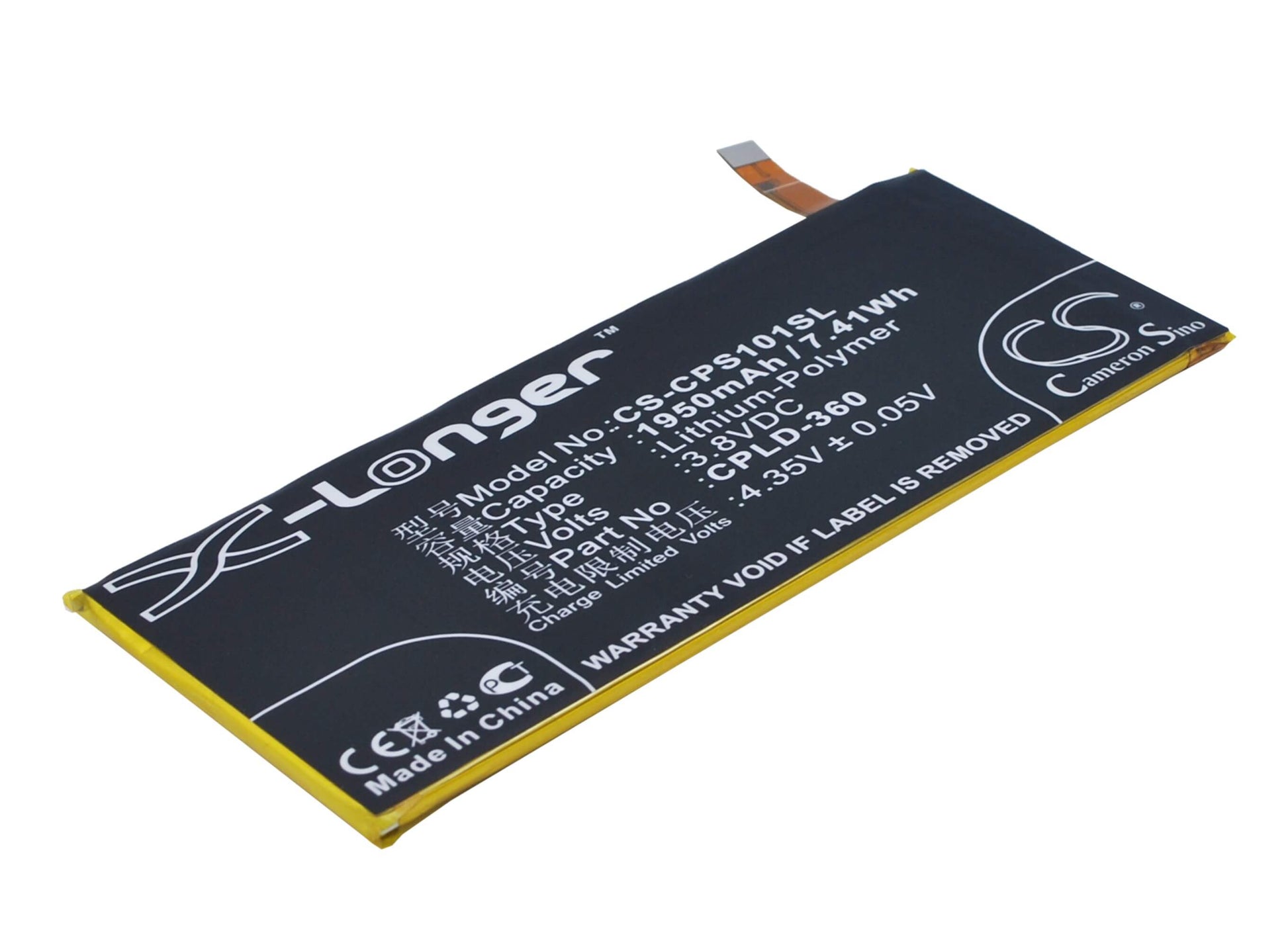 3.8V, 1950mAh, Li-Polymer Battery fits Coolpad, Ivvi, Ss1-01, 7.41Wh