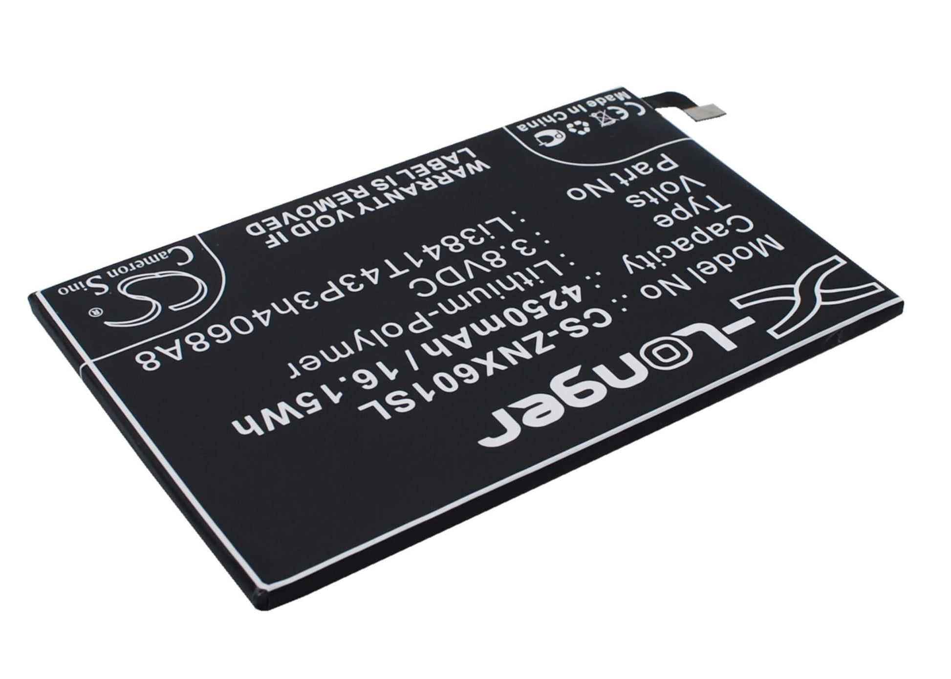 3.8V, 4250mAh, Li-Polymer Battery fits Zte, Nubia X6, Nx601j, 16.15Wh