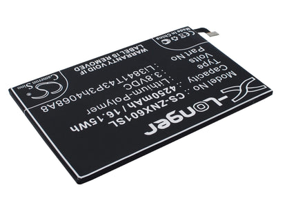 3.8V, 4250mAh, Li-Polymer Battery fits Zte, Nubia X6, Nx601j, 16.15Wh
