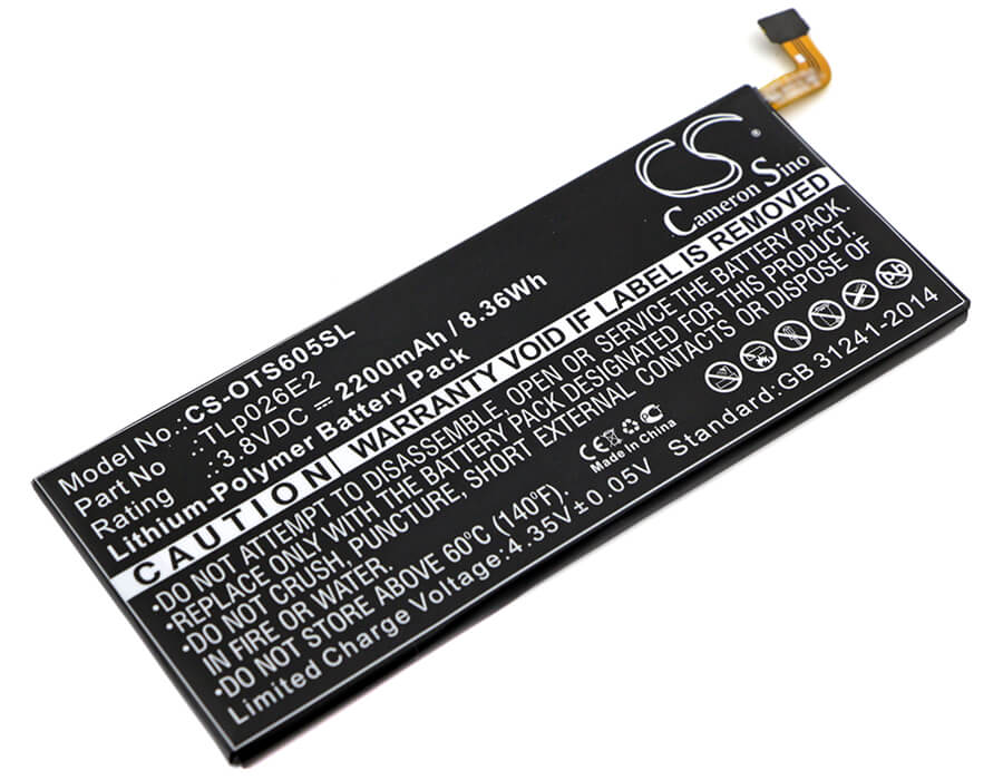 3.8V, 2200mAh, Li-Polymer Battery fits Blackberry, Dtek50, Dtek50 Lte Am Sth100-1, 8.36Wh