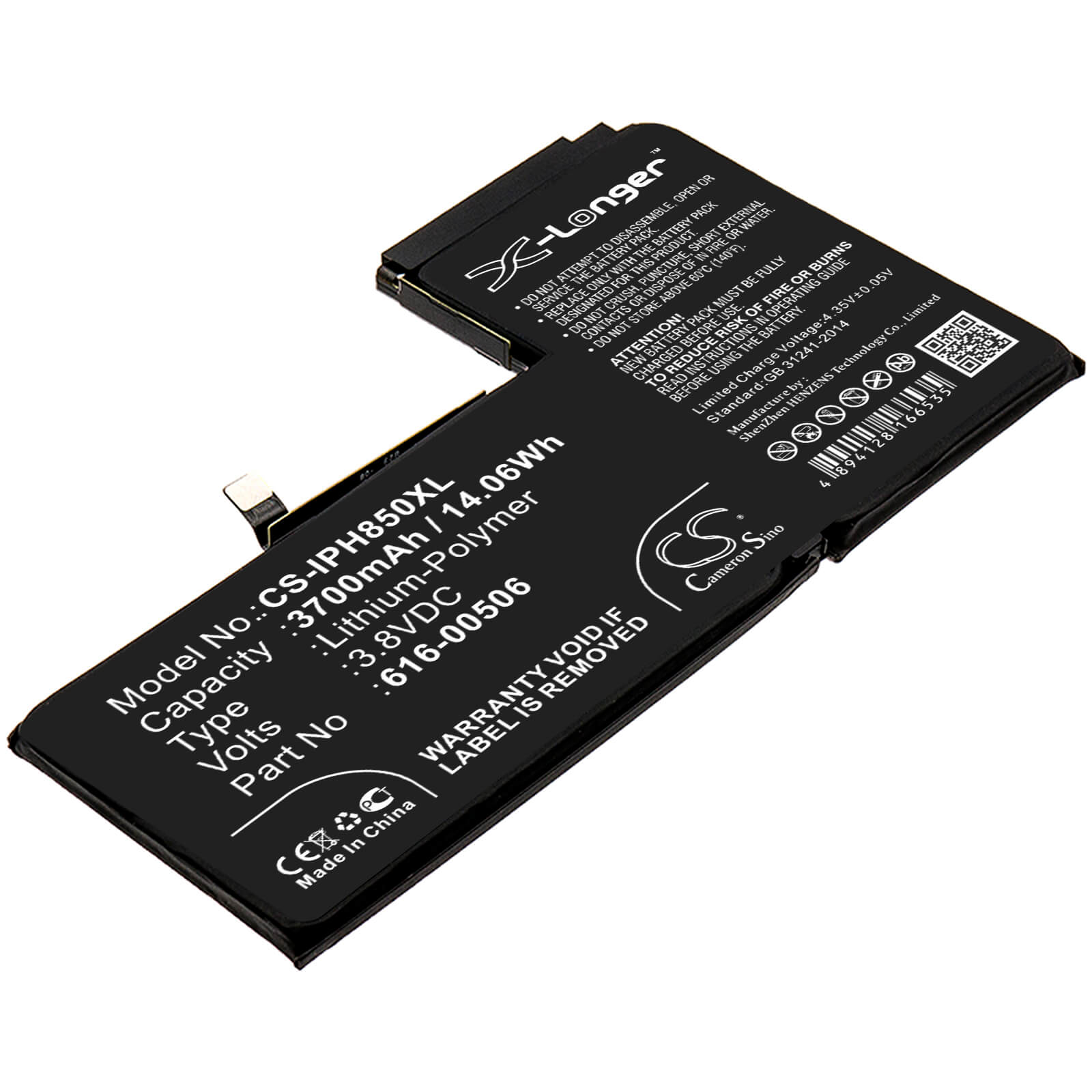 3.8V, 3700mAh, Li-Polymer Battery fits Apple, A1921, A2014, 14.06Wh