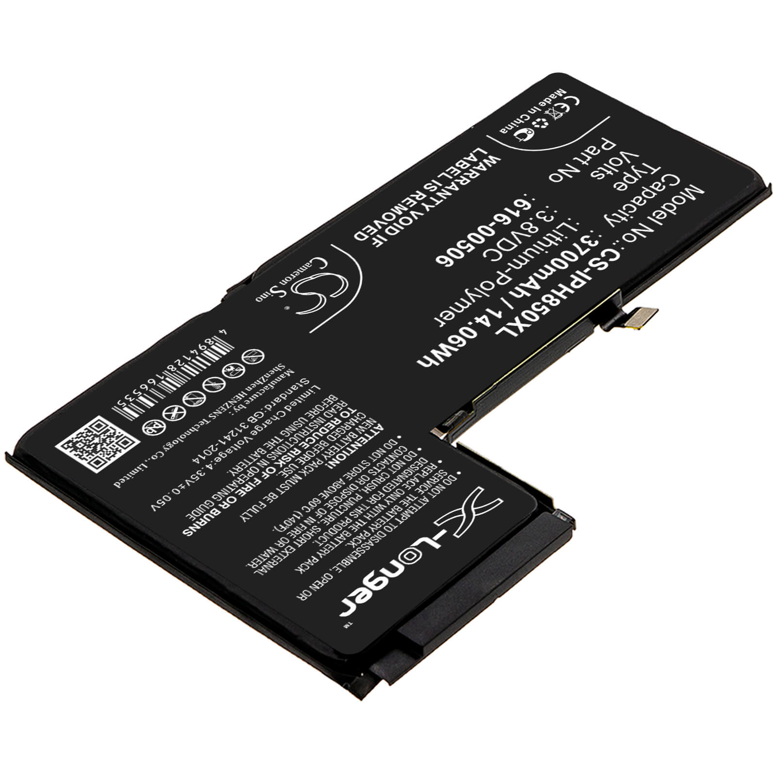 3.8V, 3700mAh, Li-Polymer Battery fits Apple, A1921, A2014, 14.06Wh
