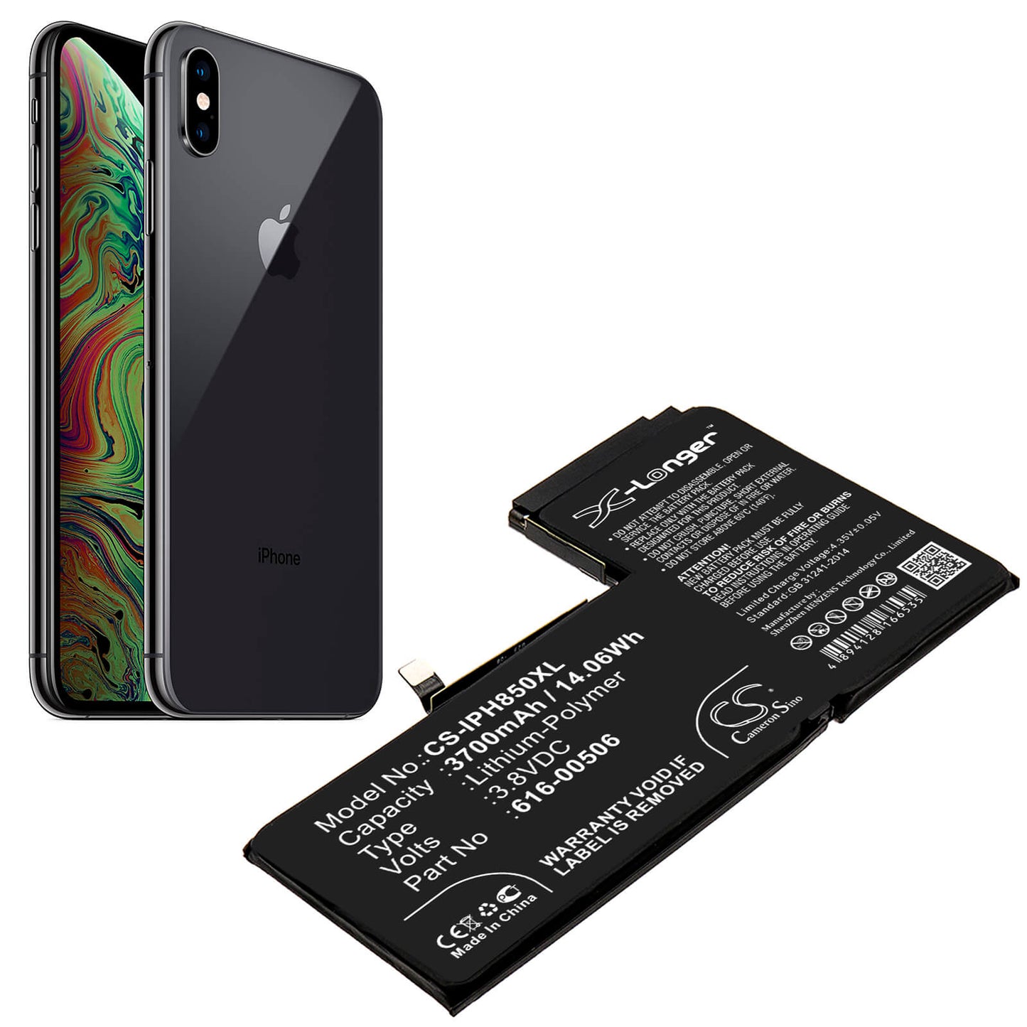 3.8V, 3700mAh, Li-Polymer Battery fits Apple, A1921, A2014, 14.06Wh