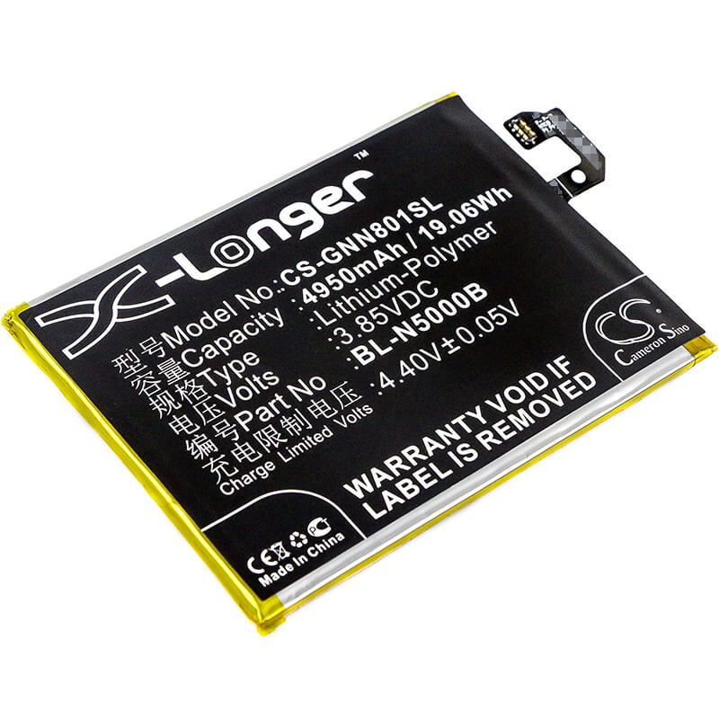 3.85V, 4950mAh, Li-Polymer Battery fits Gionee, Gn8001, Gn8001 Td-lte, 19.0575Wh