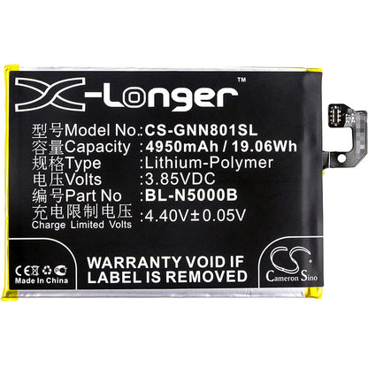 3.85V, 4950mAh, Li-Polymer Battery fits Gionee, Gn8001, Gn8001 Td-lte, 19.0575Wh