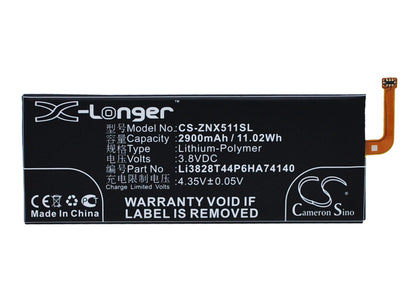 3.8V, 2900mAh, Li-Polymer Battery fits Zte, Nubia Z9, Nubia Z9 Max, 11.02Wh