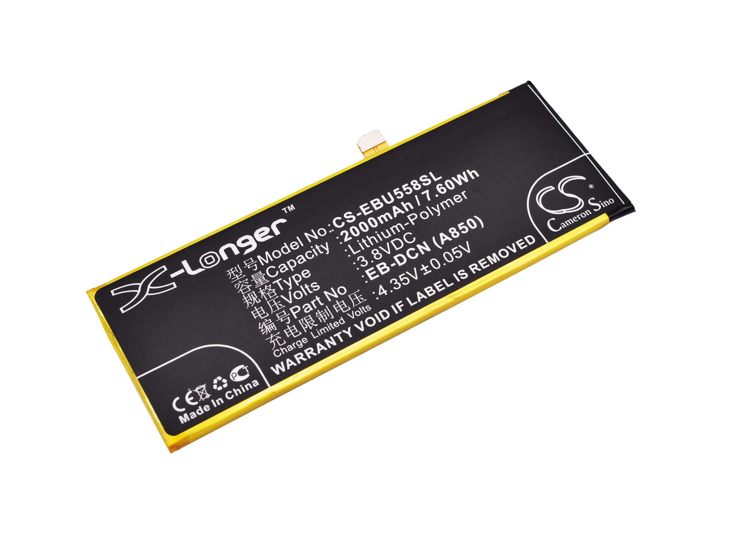 3.8V, 2000mAh, Li-Polymer Battery fits Ebest, U5581, 7.6Wh