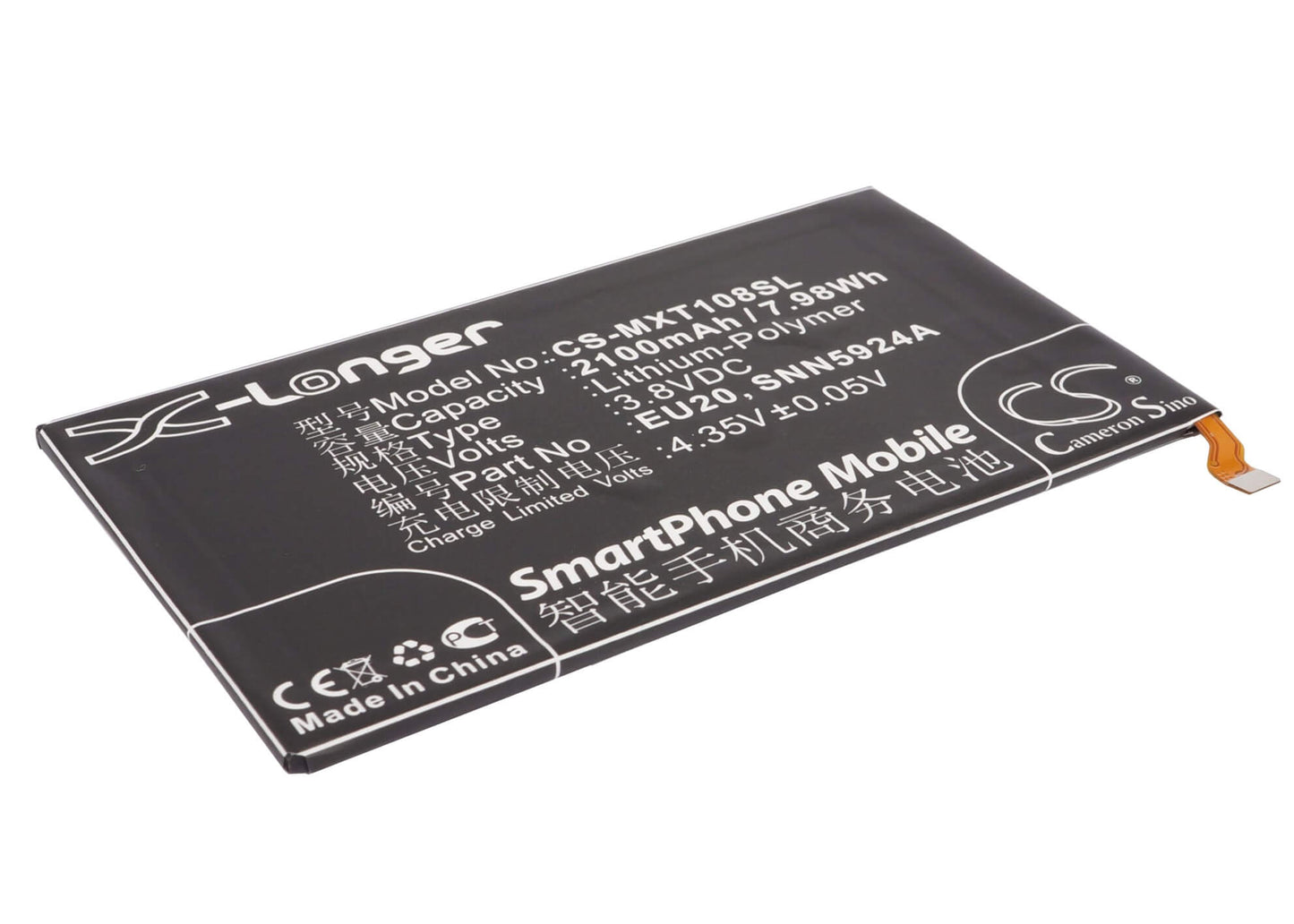 3.8V, 2100mAh, Li-Polymer Battery fits Motorola, Droid Maxx, Droid Maxx 4g Lte, 7.98Wh