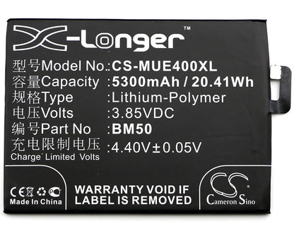 3.85V, 5300mAh, Li-Polymer Battery fits Xiaomi, Max 2, Mde40, 20.405Wh