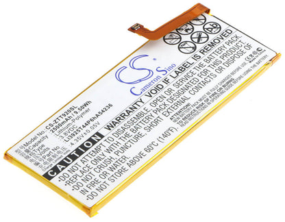 3.8V, 2500mAh, Li-Polymer Battery fits Zte, Blade S7, Blade S7 Dual Sim, 9.5Wh