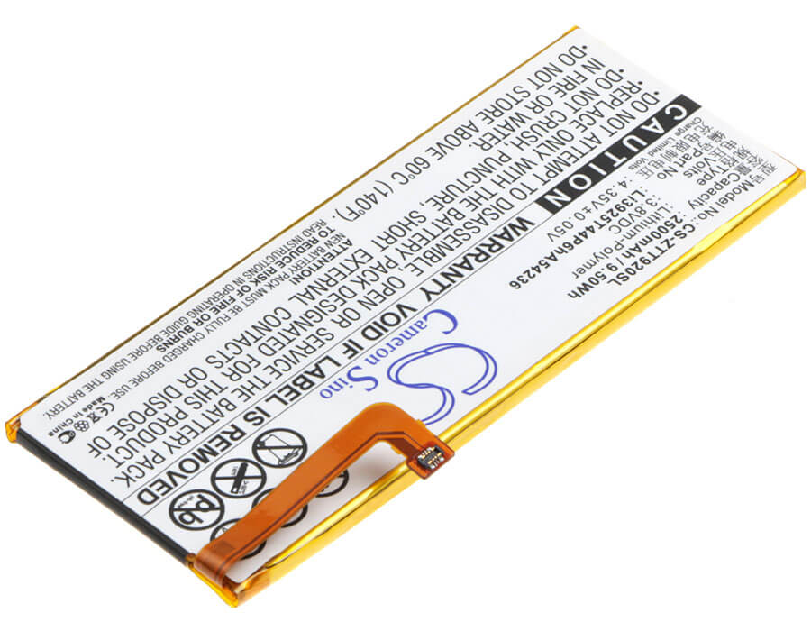 3.8V, 2500mAh, Li-Polymer Battery fits Zte, Blade S7, Blade S7 Dual Sim, 9.5Wh