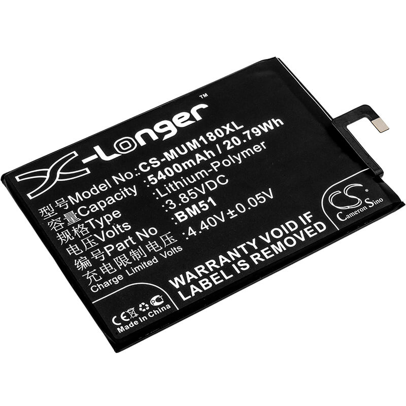 3.85V, 5400mAh, Li-Polymer Battery fits Xiaomi, M1804e4a, M1804e4c, 20.79Wh