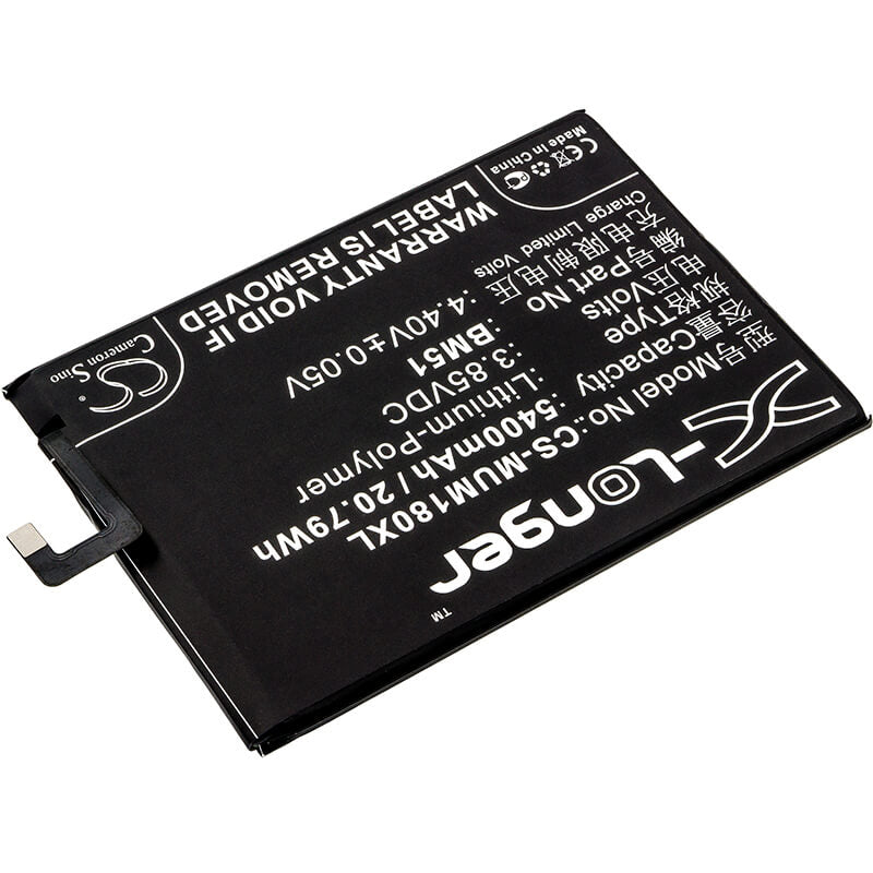 3.85V, 5400mAh, Li-Polymer Battery fits Xiaomi, M1804e4a, M1804e4c, 20.79Wh