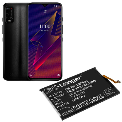3.85V, 5800mAh, Li-Polymer Battery fits Wiko, Power U20, U30, 22.33Wh