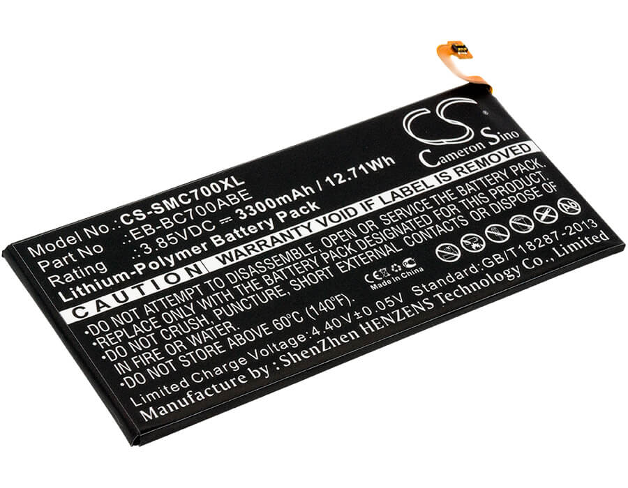 3.85V, 3300mAh, Li-Polymer Battery fits Samsung, Galaxy C7, Galaxy C7 Duos, 12.705Wh