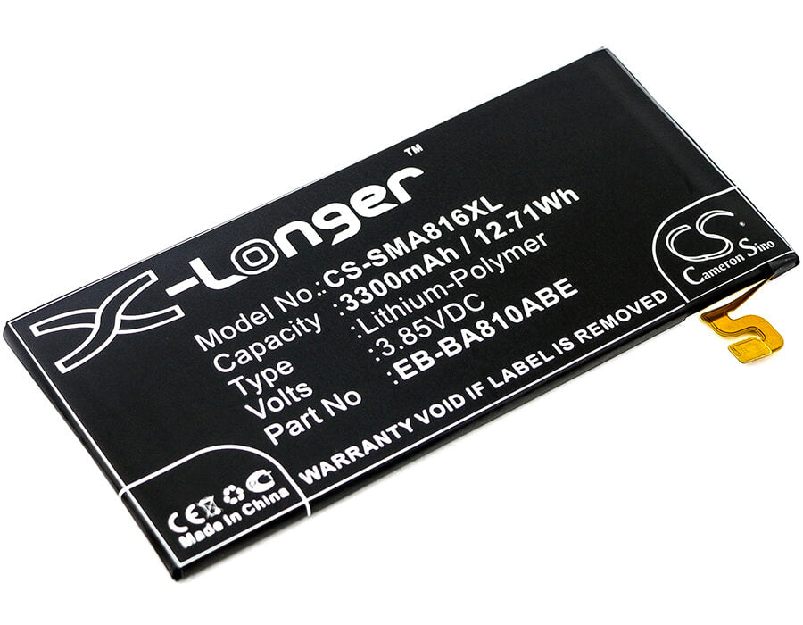 3.85V, 3300mAh, Li-Polymer Battery fits Samsung, Galaxy A8 2016, Galaxy A8 2016 Duos Td-lte, 12.705Wh