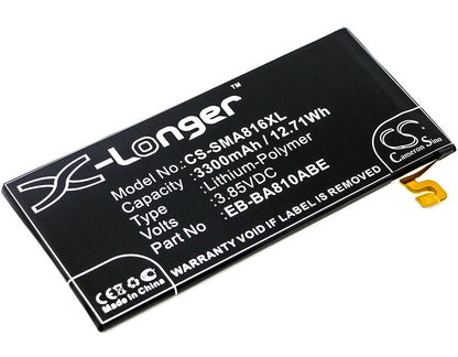 3.85V, 3300mAh, Li-Polymer Battery fits Samsung, Galaxy A8 2016, Galaxy A8 2016 Duos Td-lte, 12.705Wh