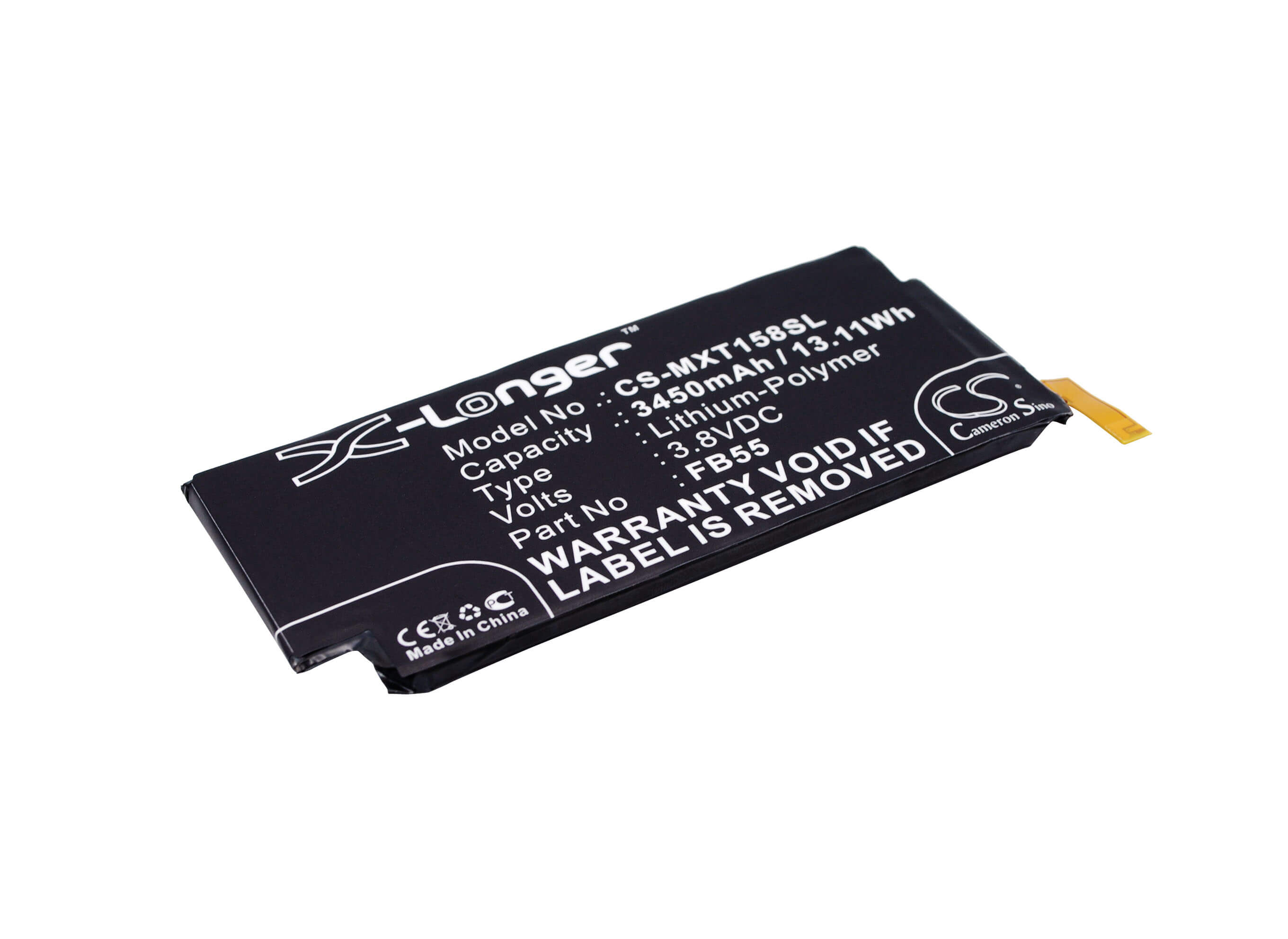 3.8V, 3450mAh, Li-Polymer Battery fits Motorola, Bounce, Droid Turbo 2, 13.11Wh